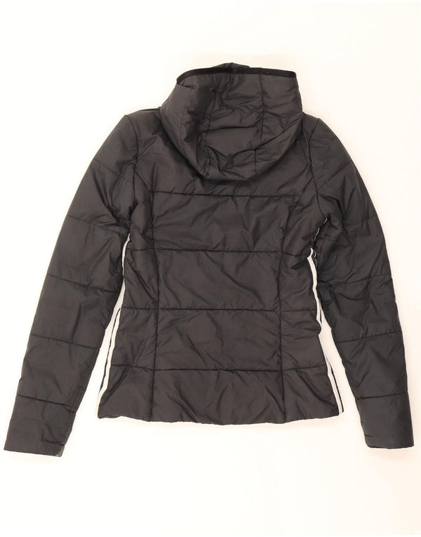 Adidas Womens Hooded Padded Jacket UK 6 XS Black Polyester