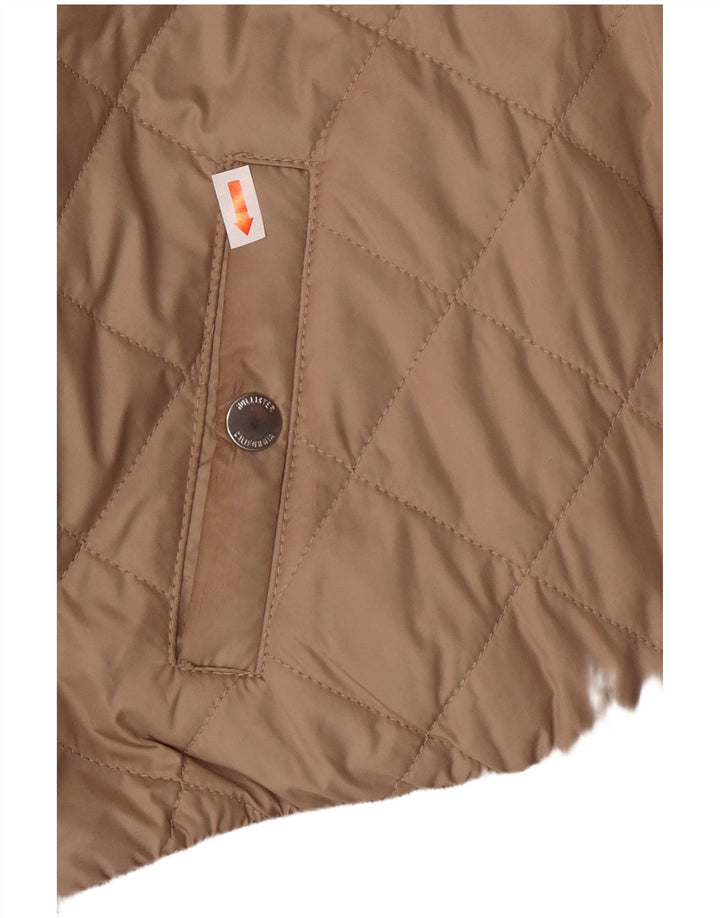 HOLLISTER Womens Hooded Quilted Jacket UK 10 Small Beige Polyester