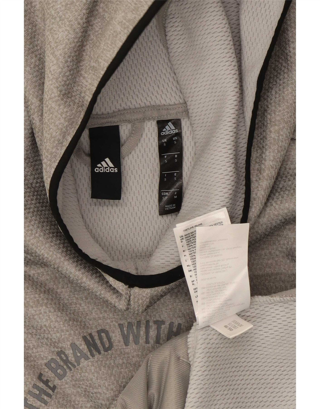 Adidas Mens Graphic Hoodie Jumper Small Grey Polyester