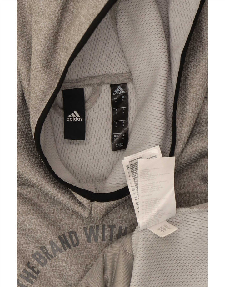 Adidas Mens Graphic Hoodie Jumper Small Grey Polyester