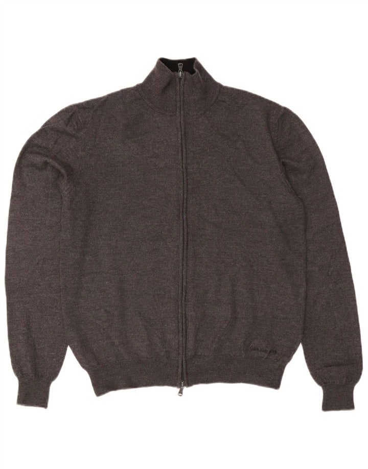 Calvin Klein Jeans Mens Cardigan Sweater Medium Grey Wool