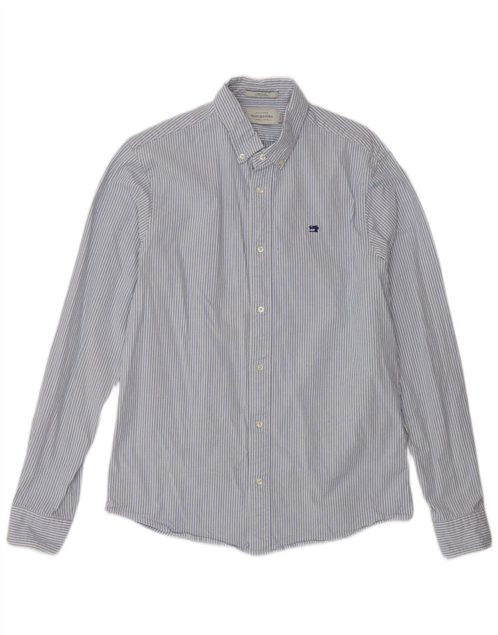 SCOTCH & SODA Mens Shirt Medium Blue Pinstripe Cotton