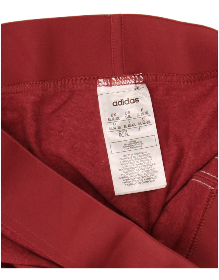 ADIDAS Womens Leggings UK 8/10 Small  Burgundy Cotton