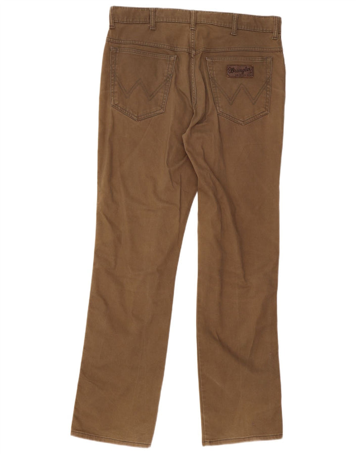 WRANGLER Mens Texas Stretch Straight Casual Trousers W36 L34 Brown Cotton