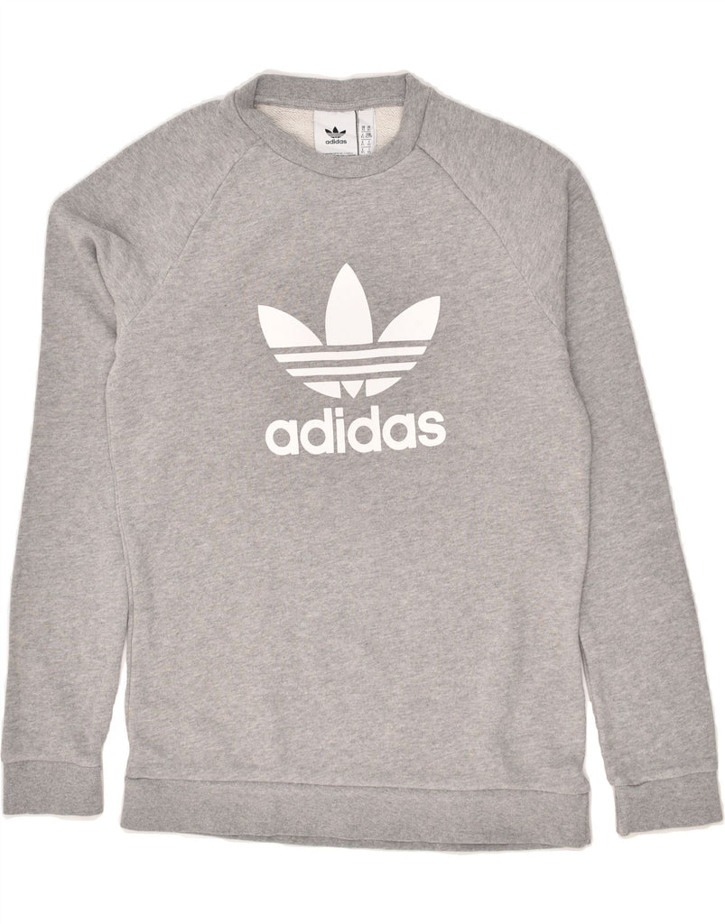 ADIDAS Mens Graphic Sweatshirt Jumper XS Grey Cotton | Vintage Adidas | Thrift | Second-Hand Adidas | Used Clothing | Messina Hembry 