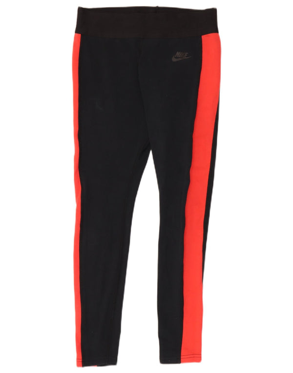 Nike Womens Leggings UK 10 Small Black Colourblock Cotton