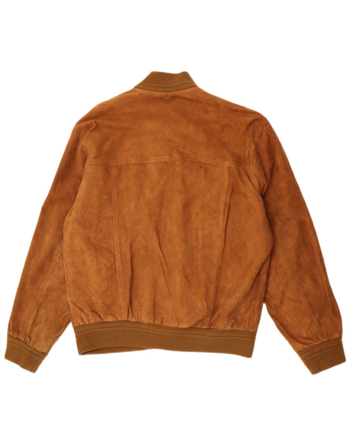 Vintage Mens Suede Bomber Jacket IT 54 2XL Beige