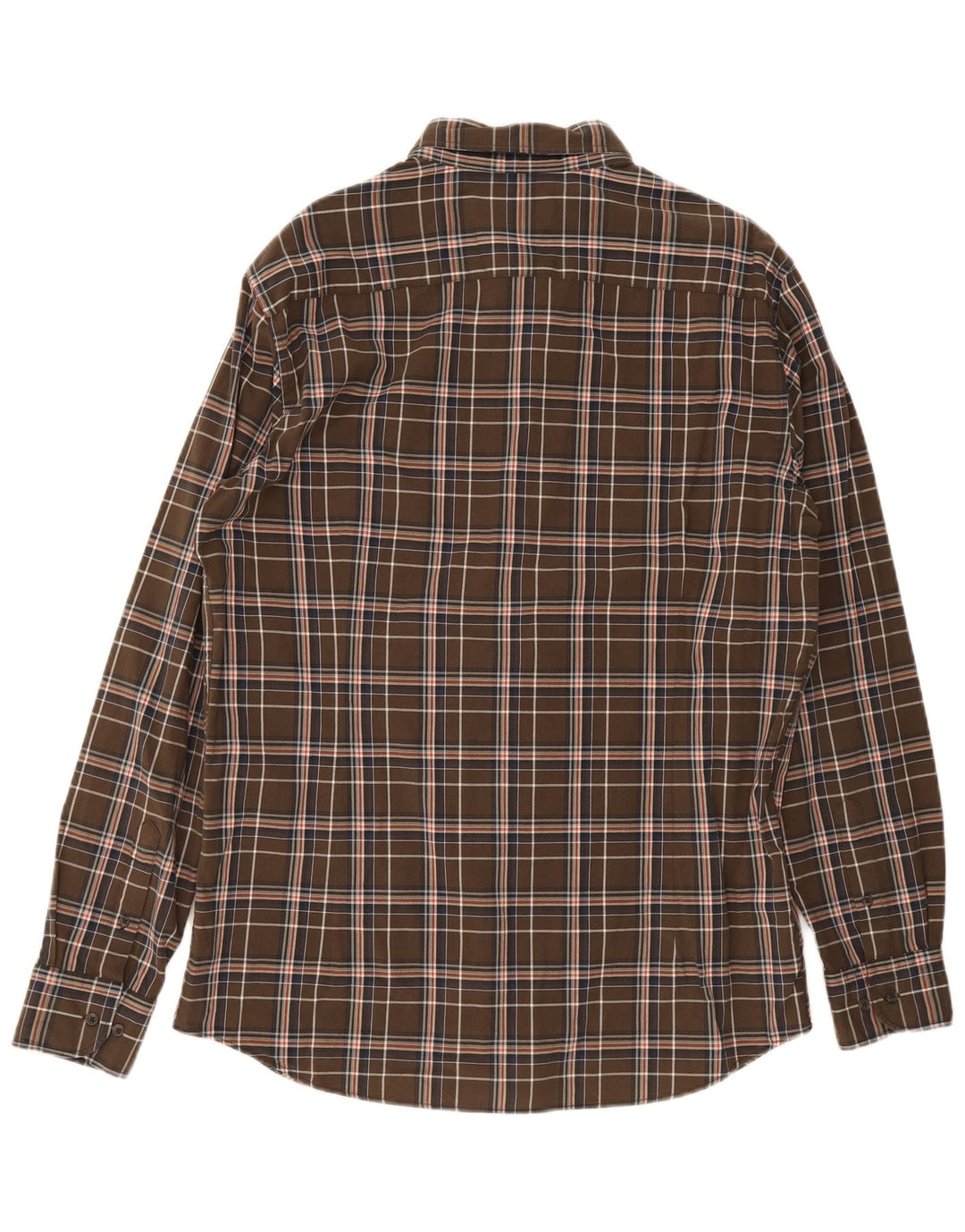 Massimo Dutti Mens Shirt XL Brown Check Cotton