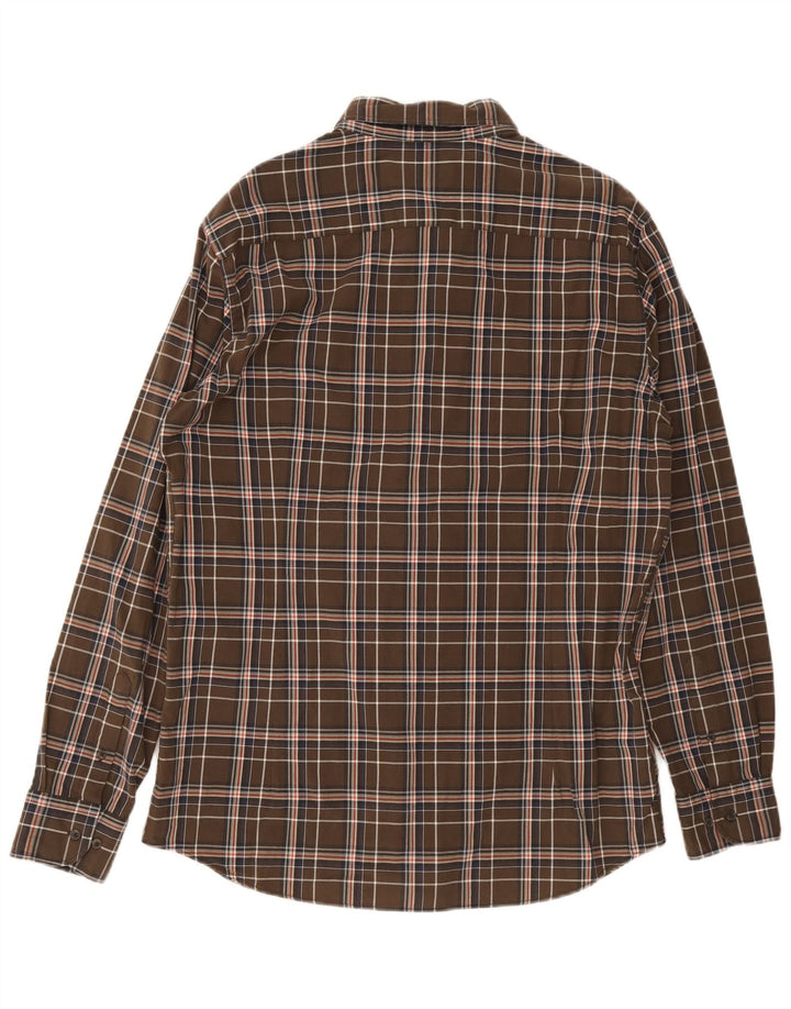 Massimo Dutti Mens Shirt XL Brown Check Cotton