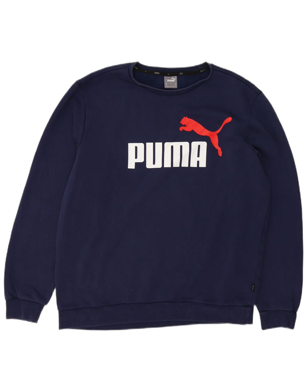 Puma Mens Graphic Sweatshirt Jumper XL Navy Blue