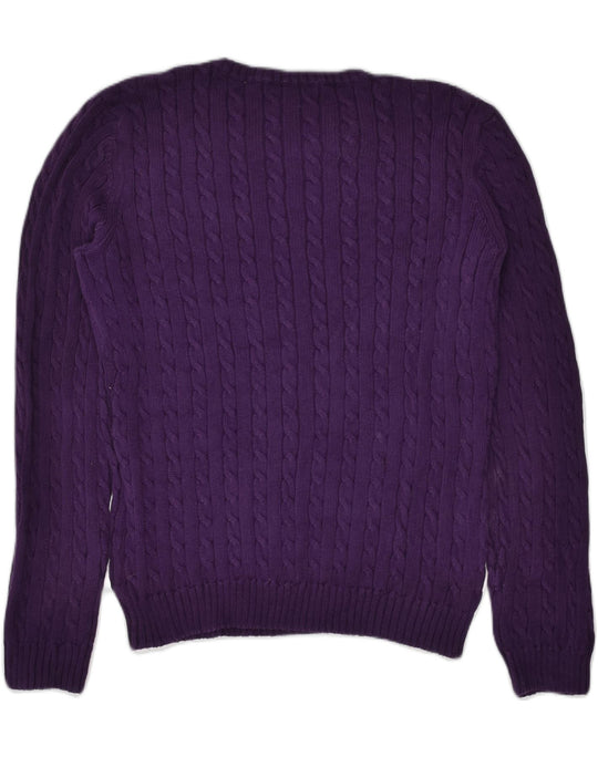 RALPH LAUREN Womens Boat Neck Jumper Sweater UK 16 Large Purple Cotton, Vintage & Second-Hand Clothing Online
