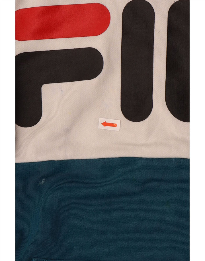 Fila Mens Hoodie Jumper Small Multicoloured Colourblock Cotton