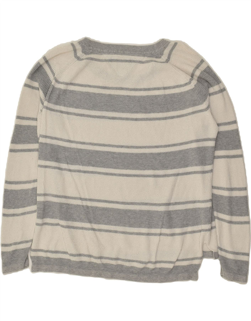 TOMMY HILFIGER Womens Boat Neck Jumper Sweater UK 18 XL Grey Striped | Vintage Tommy Hilfiger | Thrift | Second-Hand Tommy Hilfiger | Used Clothing | Messina Hembry 