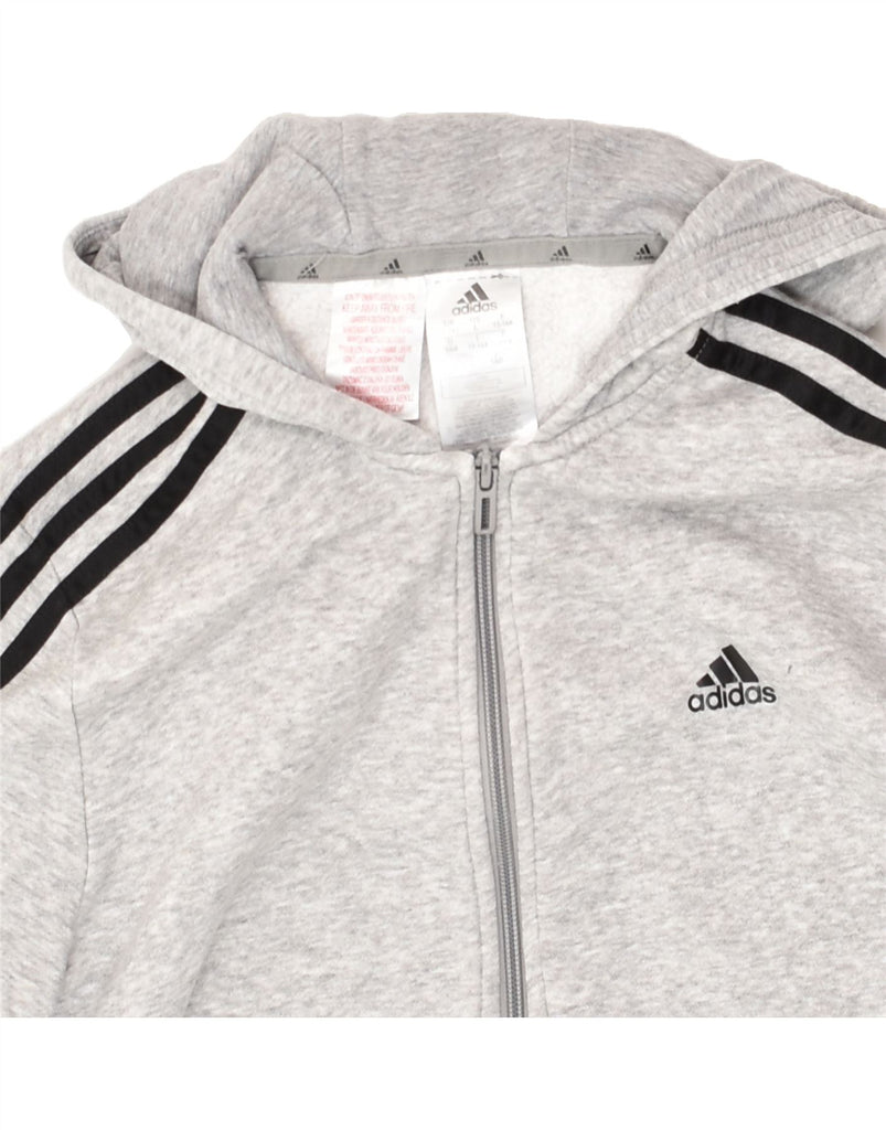 ADIDAS Boys Zip Hoodie Sweater 13-14 Years Grey Cotton | Vintage Adidas | Thrift | Second-Hand Adidas | Used Clothing | Messina Hembry 