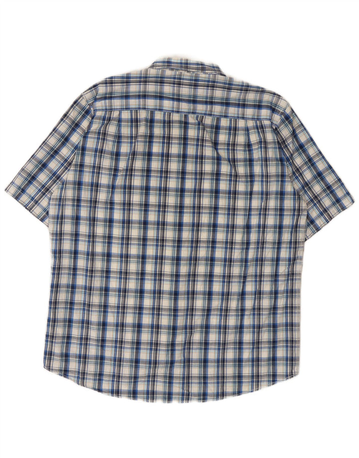 JAMES PRINGLE Mens Short Sleeve Shirt Large Blue Check Cotton
