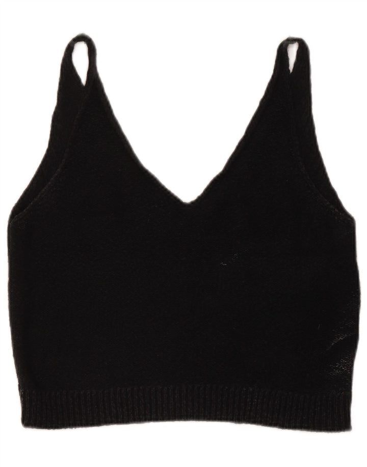 Zara Womens Crop Sleeveless Knit Blouse Top UK 12 Medium Grey Viscose