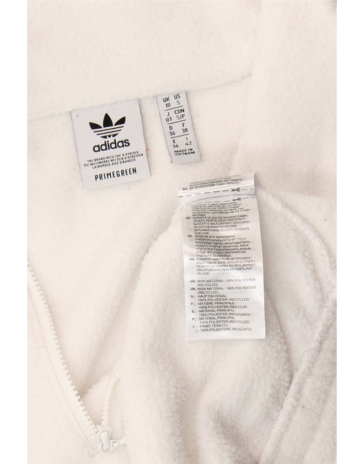 Adidas Womens Oversized Zip Neck Fleece Jumper UK 10 Small  White Polyester