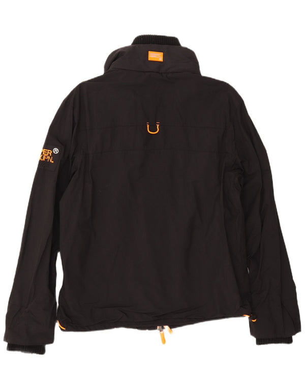 SUPERDRY Womens Windbreaker Jacket UK 16 Large Black Nylon