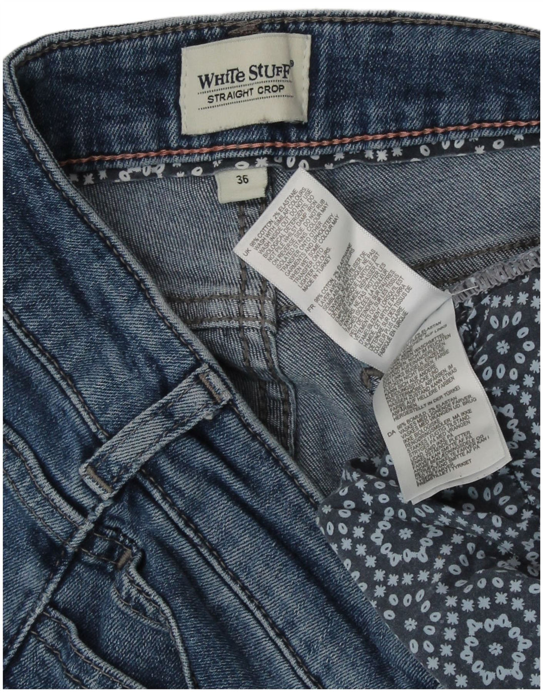 White Stuff Womens Straight Cropped Jeans EU 36 Small W26 L24 Blue Cotton