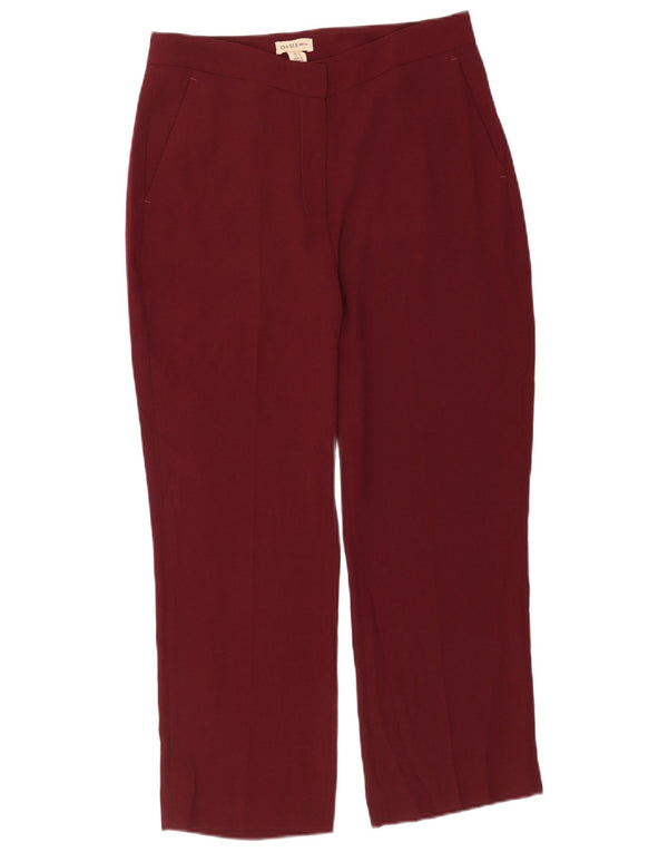 Oasis Womens Petite Straight Chino Trousers UK 12 Medium W30 L25 Burgundy