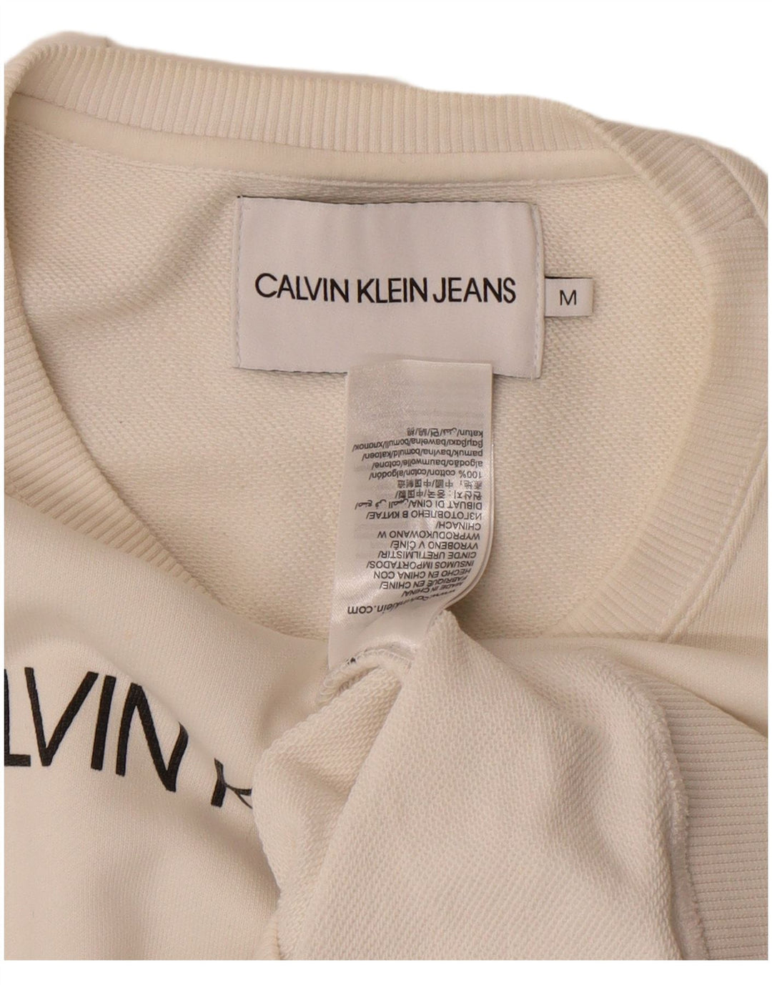 Calvin Klein Jeans Womens Graphic Sweatshirt Jumper UK 14 Medium White