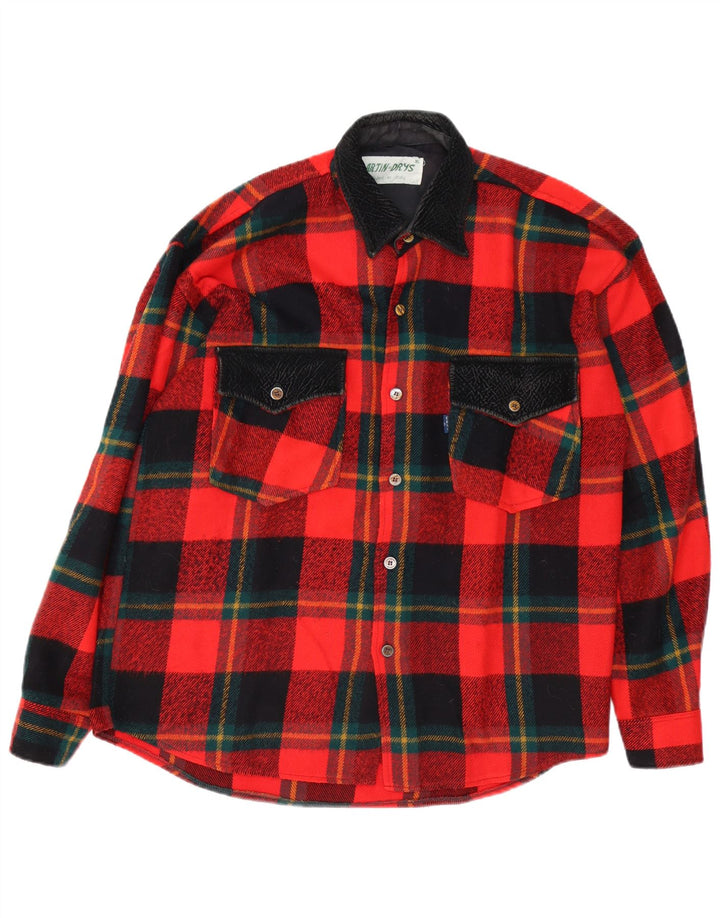 Vintage Mens Flannel Shirt XL Red Check