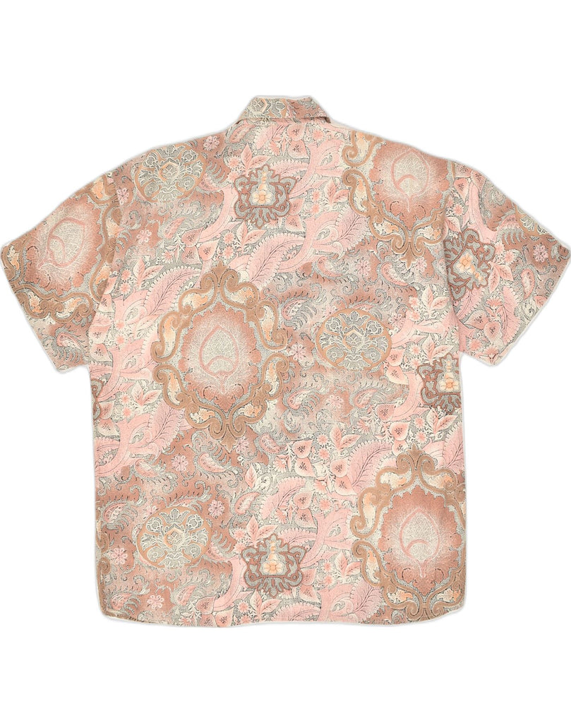 TOBIA SYSTEM Mens Pullover Short Sleeve Shirt IT 48 Medium Pink Floral | Vintage Tobia System | Thrift | Second-Hand Tobia System | Used Clothing | Messina Hembry 