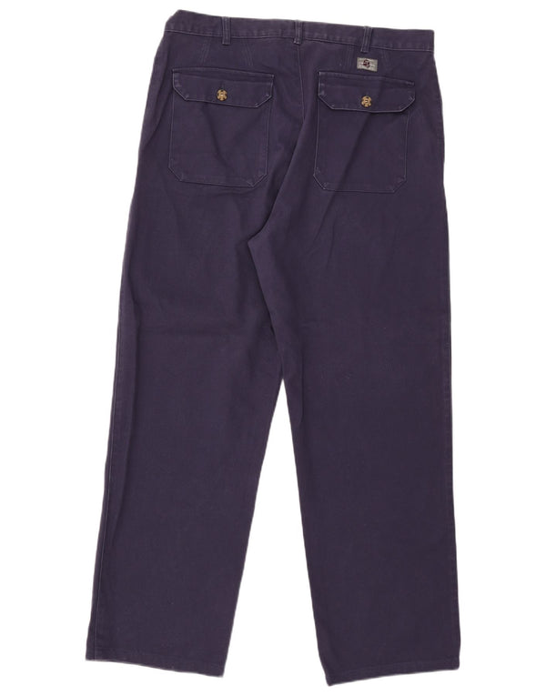 Invicta Mens Straight Chino Trousers IT 54 2XL W36 L30 Navy Blue Cotton
