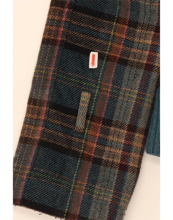 Benetton Womens Military Bomber Jacket IT 46 Large Green Check Wool
