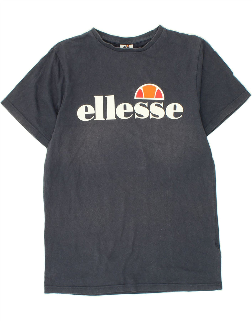 ELLESSE Womens Graphic T-Shirt Top UK 10 Small  Navy Blue Cotton Vintage Ellesse and Second-Hand Ellesse from Messina Hembry 