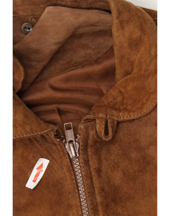 Vintage Mens Suede Bomber Jacket IT 50 Large Brown