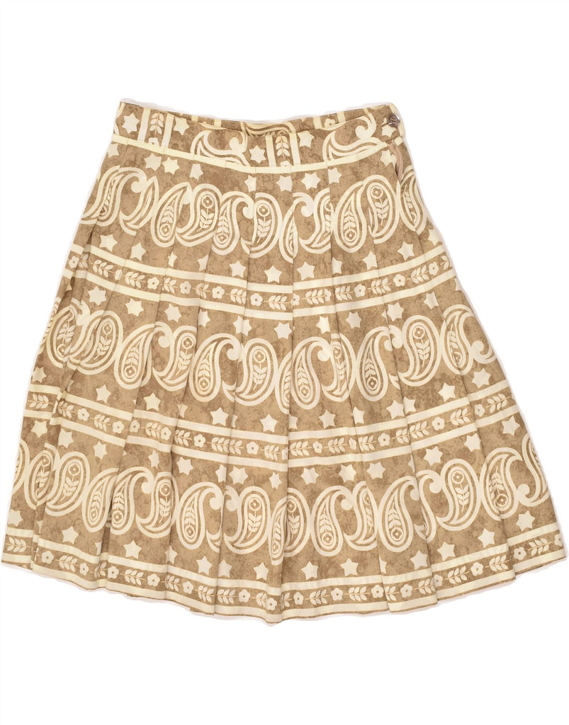 VINTAGE Womens Pleated Skirt W24 XS Beige Paisley | Vintage Vintage | Thrift | Second-Hand Vintage | Used Clothing | Messina Hembry 