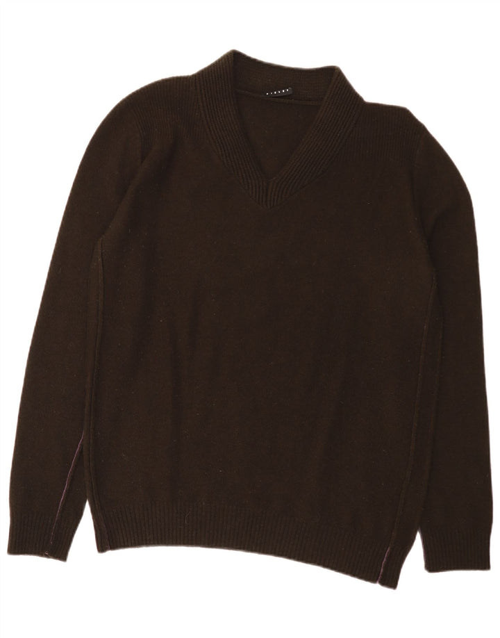 Sisley Womens V-Neck Jumper Sweater UK 14 Large Brown