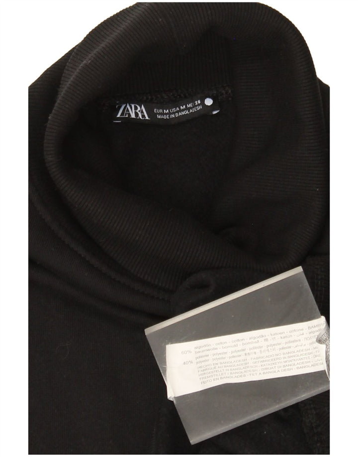 Zara Womens Roll Neck Jumper Sweater UK 14 Medium Black Cotton