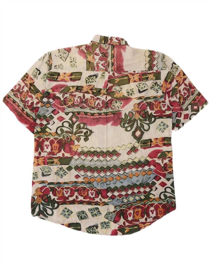Vintage Mens Abstract Pattern Short Sleeve Shirt Large Multicoloured
