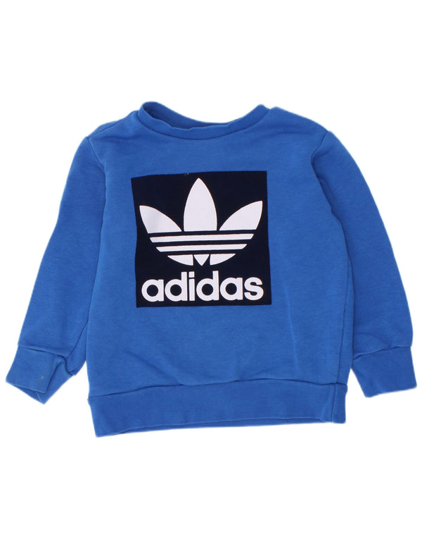 Adidas Baby Boys Graphic Sweatshirt Jumper 18-24 Months Blue Cotton