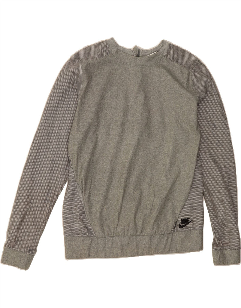 NIKE Womens Sweatshirt Jumper UK 14 Medium Grey Spotted Polyester Vintage Nike and Second-Hand Nike from Messina Hembry 