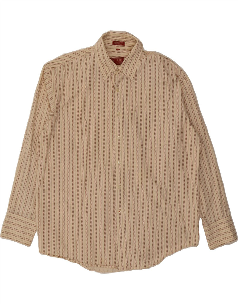 IZOD Mens Shirt XL Beige Striped Cotton Vintage Izod and Second-Hand Izod from Messina Hembry 