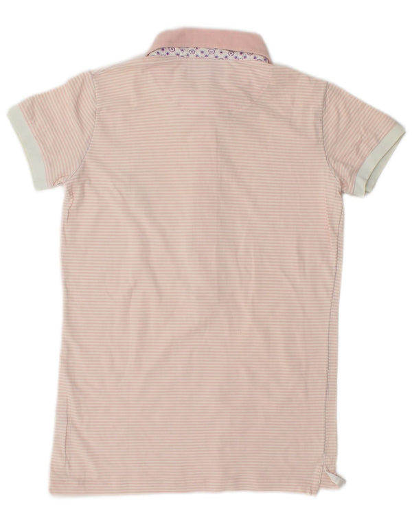 Avirex Womens Polo Shirt UK 10 Small Pink Pinstripe Cotton