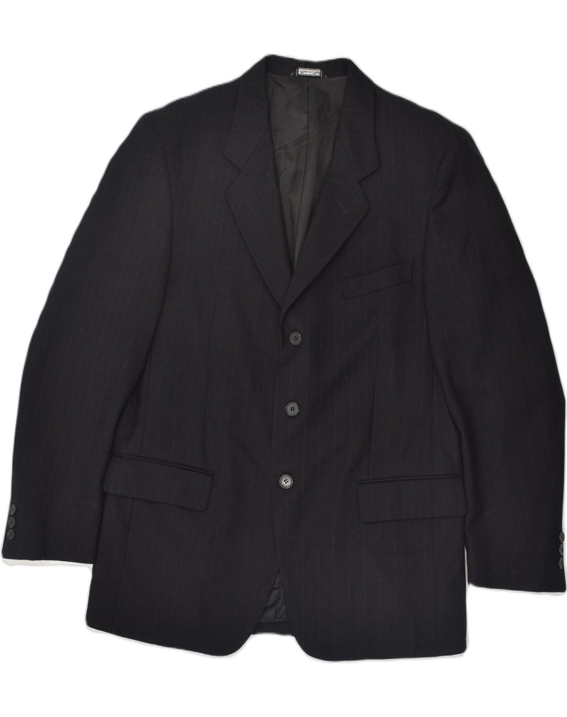 MARLANE Mens 3 Button Blazer Jacket IT 50 Large Black Pinstripe | Vintage Marlane | Thrift | Second-Hand Marlane | Used Clothing | Messina Hembry 