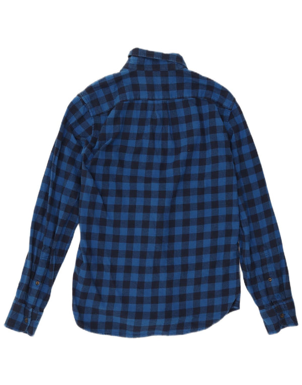 J. CREW Mens Slim Flannel Shirt Small Navy Blue Gingham Cotton