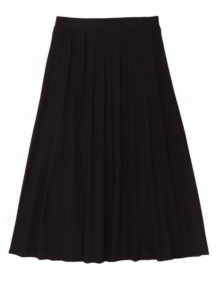 Marks & Spencer Womens Midi Pleated Skirt UK 12 Medium W30 Black Polyester