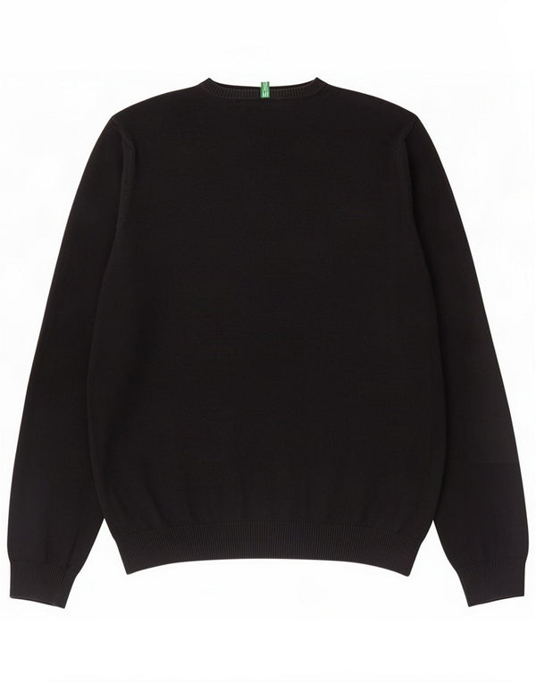 Benetton Mens Crew Neck Jumper Sweater Large Black