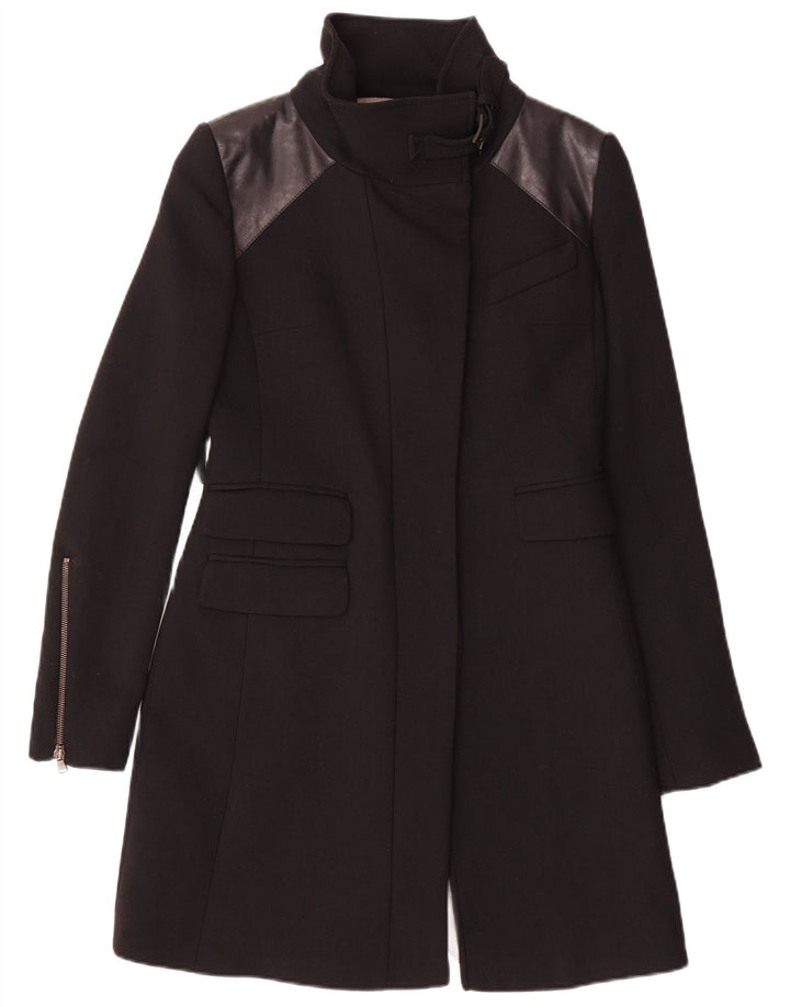 PINKO Womens Overcoat UK 8 Small Black Colourblock Acetate