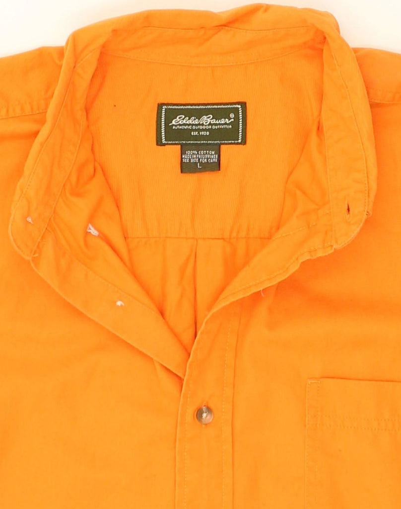 EDDIE BAUER Mens Short Sleeve Shirt Large Orange Cotton | Vintage Eddie Bauer | Thrift | Second-Hand Eddie Bauer | Used Clothing | Messina Hembry 