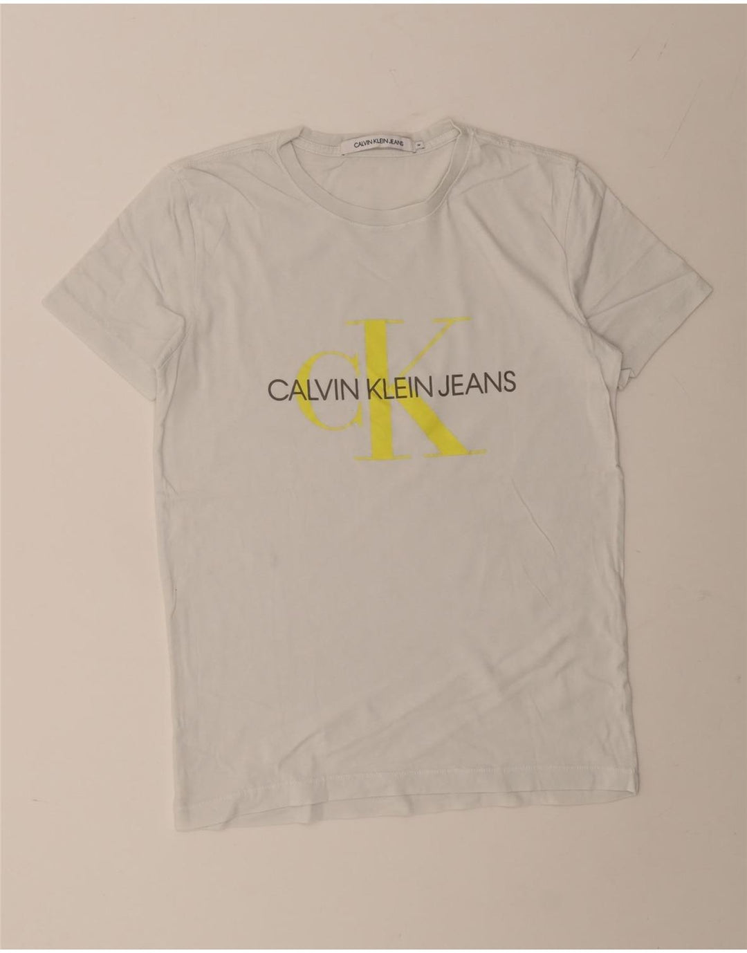 CALVIN KLEIN JEANS Mens Graphic T-Shirt Top Medium White