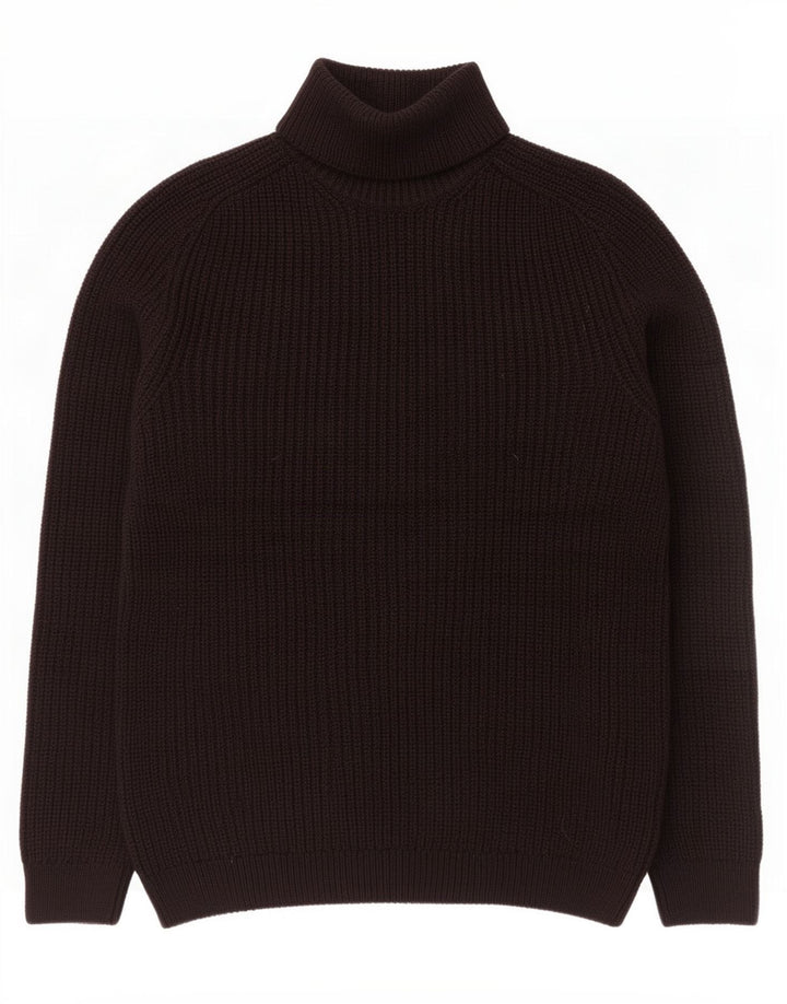 Zara Mens Roll Neck Jumper Sweater Medium Black Cotton