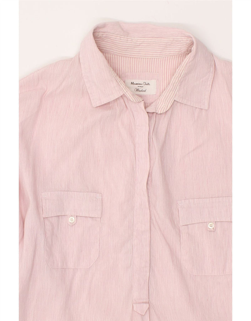 MASSIMO DUTTI Womens 1/2 Sleeve Pullover Shirt EU 42 Large Pink Striped | Vintage Massimo Dutti | Thrift | Second-Hand Massimo Dutti | Used Clothing | Messina Hembry 