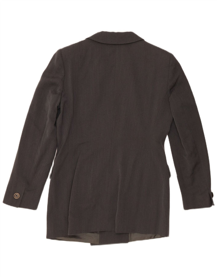 Marella Womens Double Breasted Blazer Jacket UK 14 Medium Grey Cupro