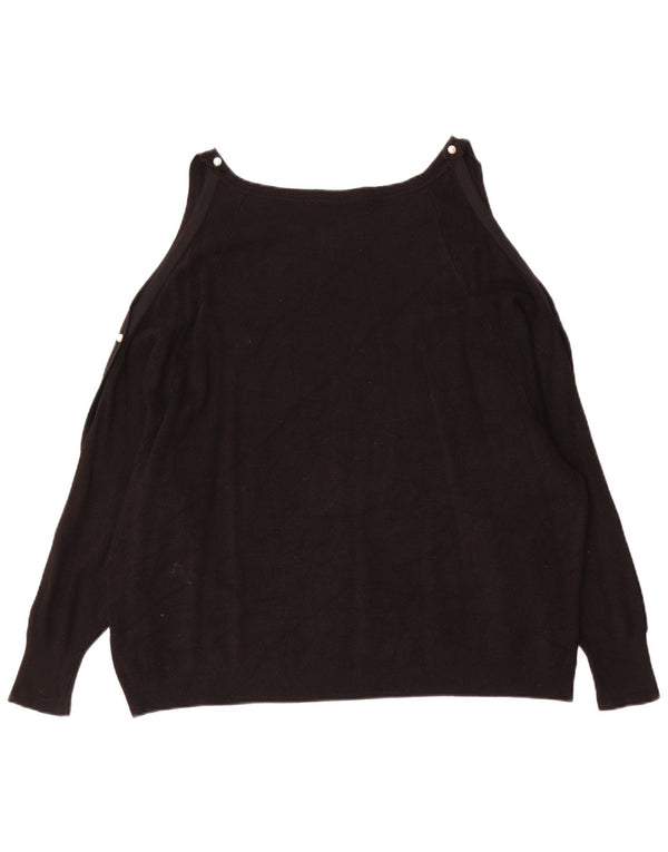 Zara Womens Off Shoulder Boat Neck Jumper Sweater UK 16 Large Black